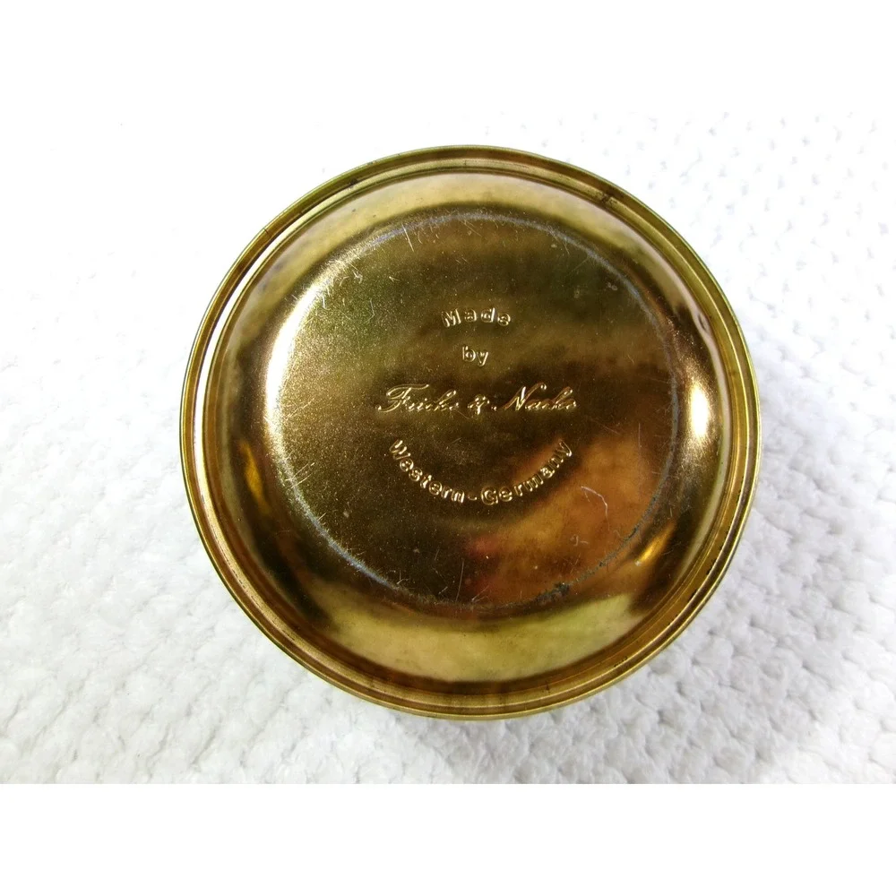 Fricke & Nacke‎ Tin Canister Brass Tone Vintage Greek Roman Figures
